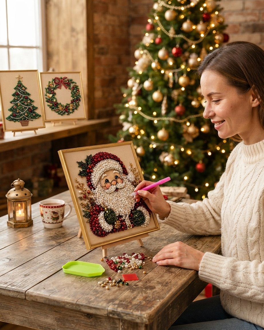 3D-Perlen-Bastelset Weihnachten – DIY Bild mit Rahmen