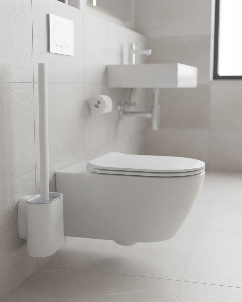 Silikon-Toilettenbürste mit Wandhalterung, weiß