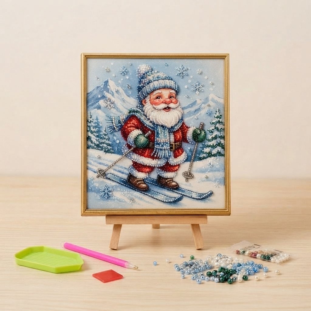3D-Perlen-Bastelset Weihnachten – DIY Bild mit Rahmen — ⛷ Winterliches Skiabenteuer