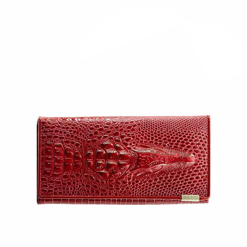 Elegant Croc-Embossed Genuine Leather Wallet