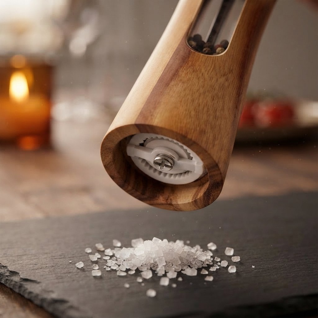 Salz- und Pfeffermühle aus Holz, verstellbares Mahlwerk