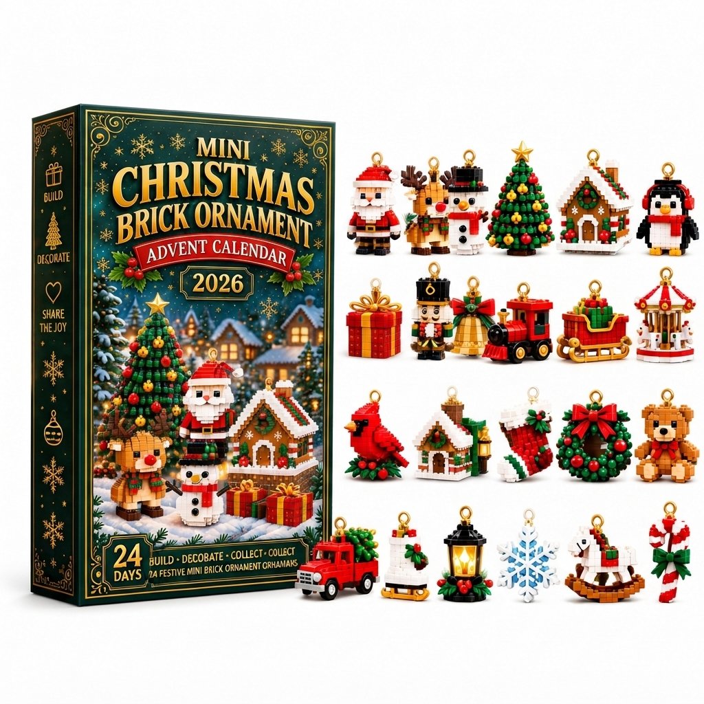 Weihnachts-Adventskalender mit 24 Mini-Bausets zum Aufhängen — 1 Stück – 1 Adventskalender 🎄
