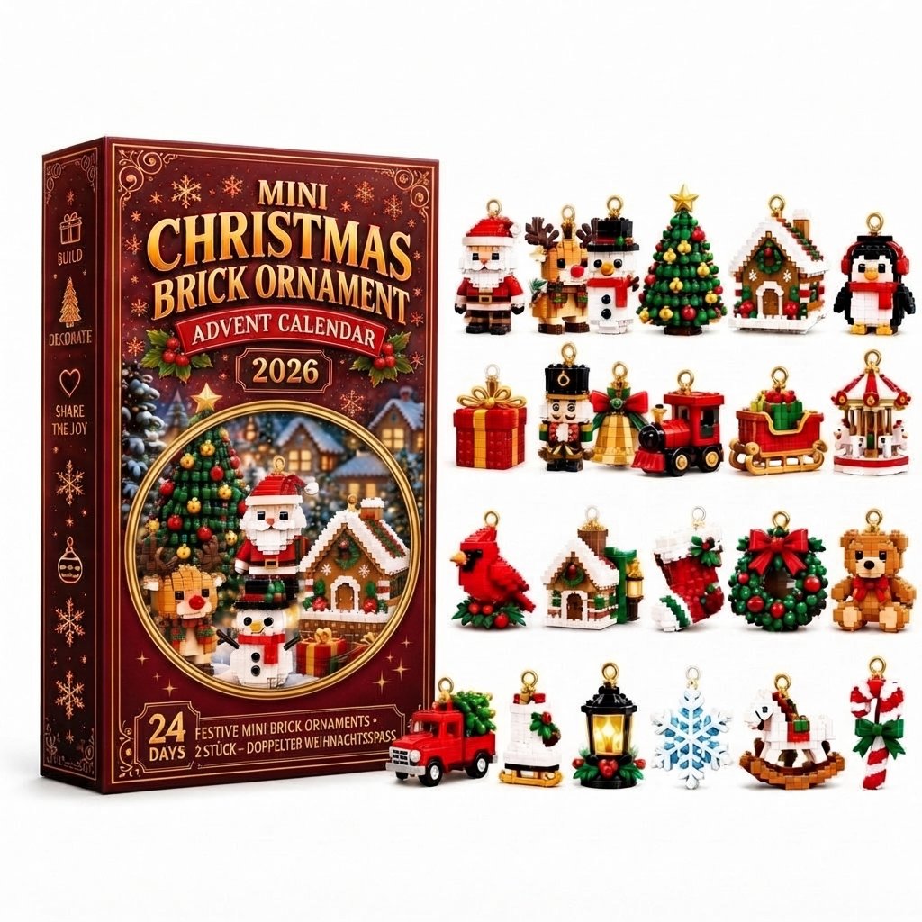 Weihnachts-Adventskalender mit 24 Mini-Bausets zum Aufhängen — 2 Stück – Doppelter Weihnachtsspaß 🎁