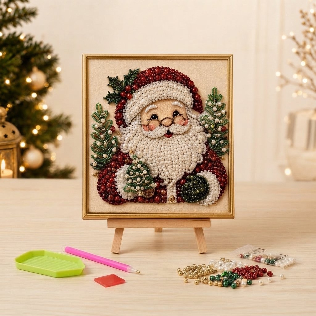 3D-Perlen-Bastelset Weihnachten – DIY Bild mit Rahmen — 🎄 Festlicher Weihnachtsbaum