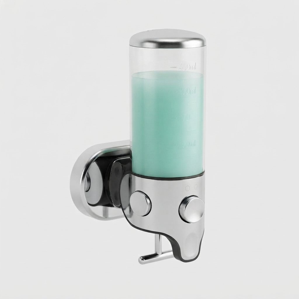 Wandseifenspender aus Edelstahl, 500 ml — Transparent