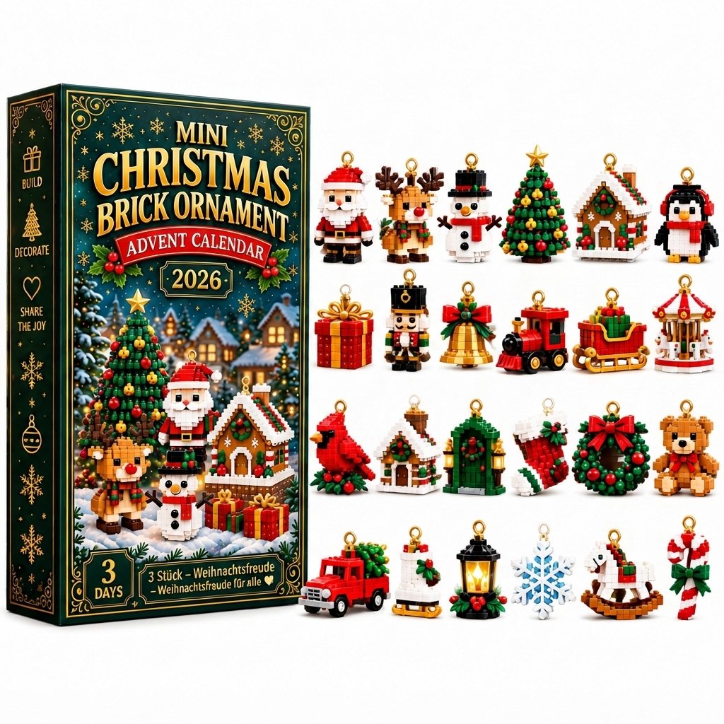 Weihnachts-Adventskalender mit 24 Mini-Bausets zum Aufhängen — 3 Stück – Weihnachtsfreude für alle ❤️