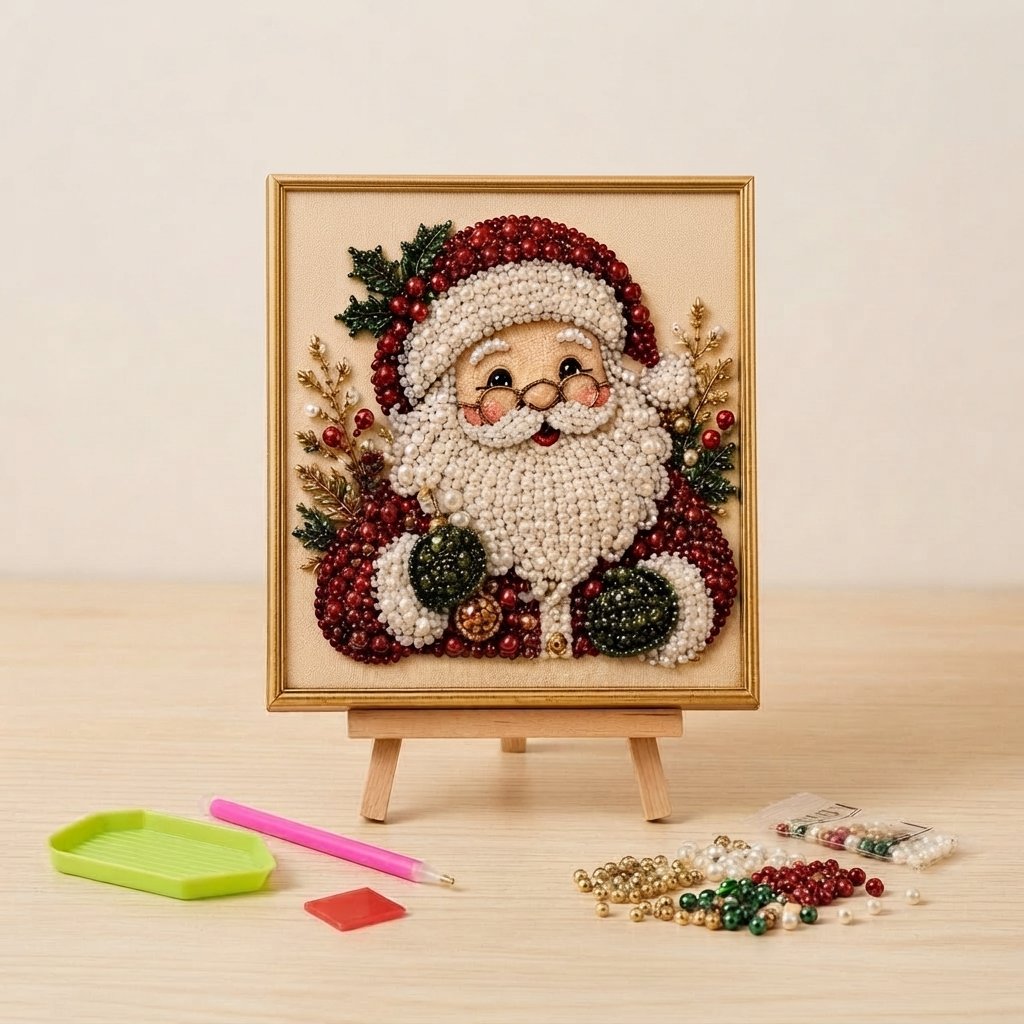 3D-Perlen-Bastelset Weihnachten – DIY Bild mit Rahmen — 🏠 Gemütliches Weihnachtshäuschen