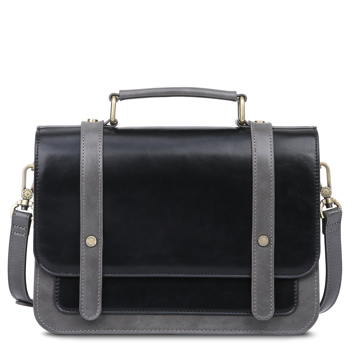 Graceful Bow-Detail Satchel - Timeless Black and Grey