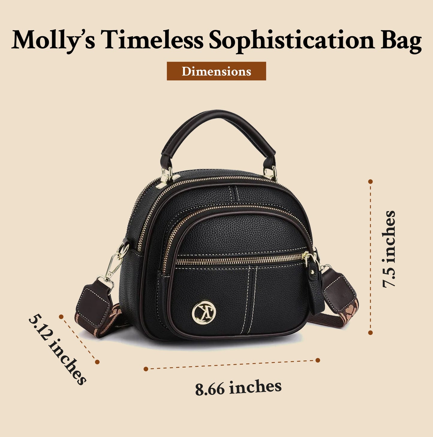 Molly’s Timeless Sophistication | Stylish Leather Bag with Shoulder Strap