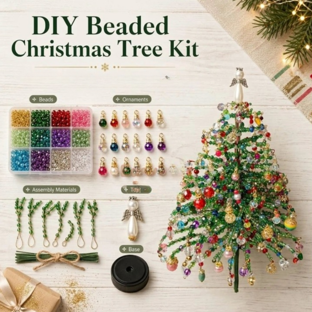 DIY Perlen-Weihnachtsbaum-Set mit Engel-Baumspitze