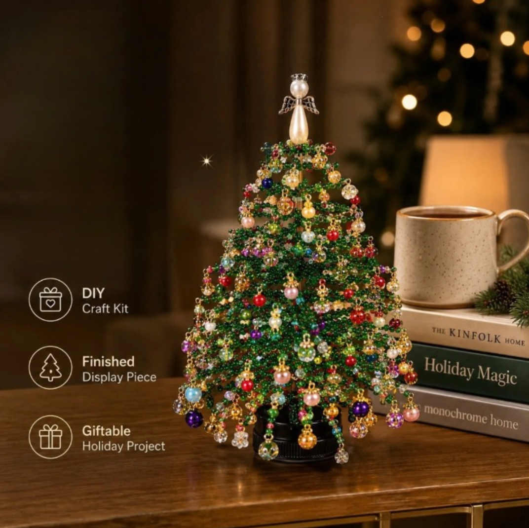 DIY Perlen-Weihnachtsbaum-Set mit Engel-Baumspitze